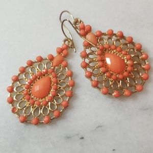 Coral and gold eearings